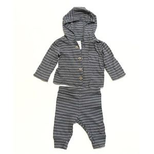 Carter’s • gray stripe cardigan and joggers light cotton baby outfit • 3mo